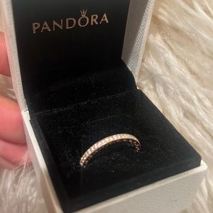 Pandora rose gold sparkle & hearts ring 7/8
